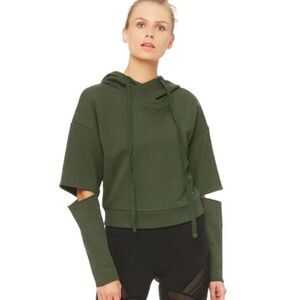 ALO Yoga Green Cropped Hoodie